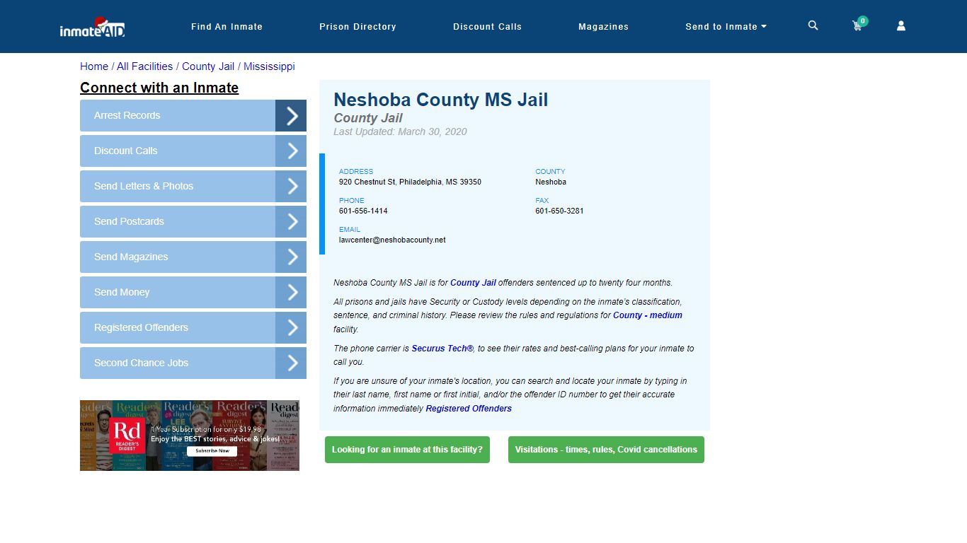 Neshoba County MS Jail - Inmate Locator - Philadelphia, MS