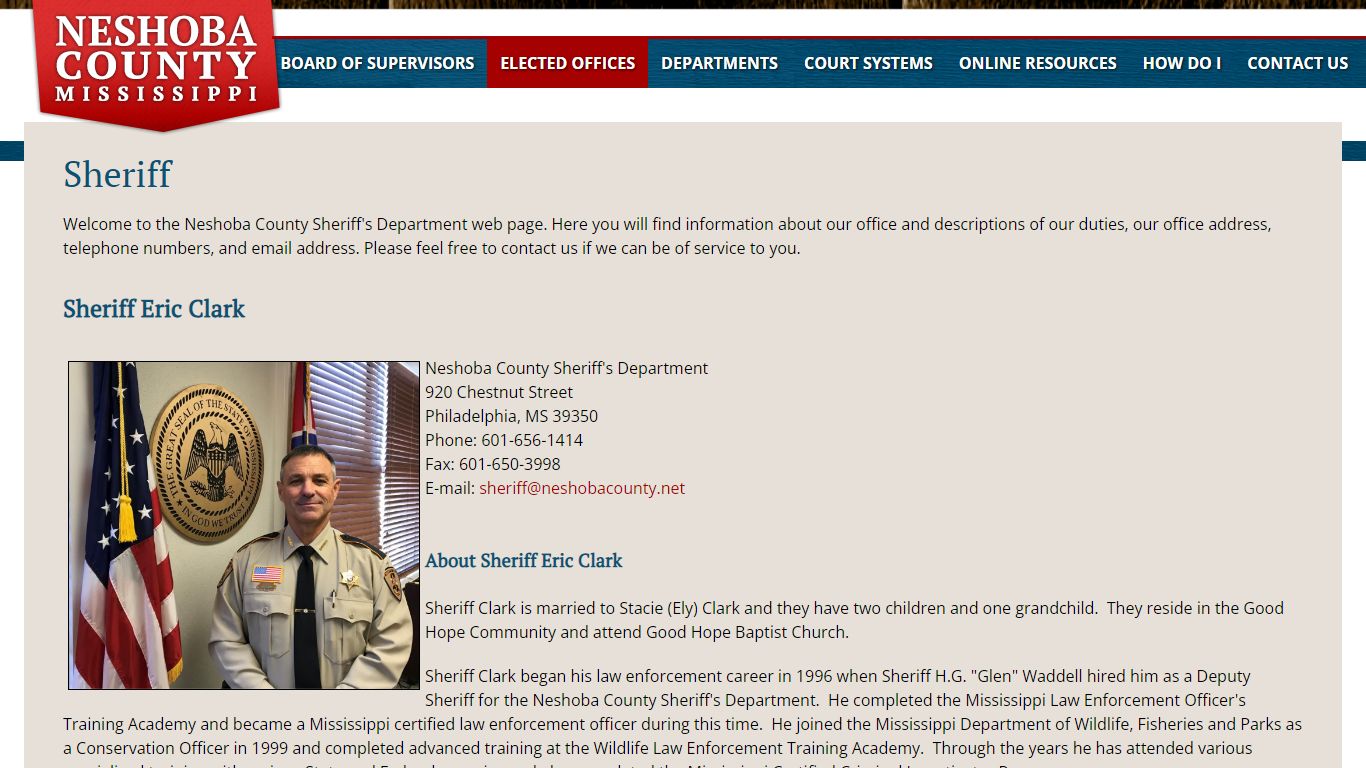 Sheriff | Neshoba County Board of Supervisors